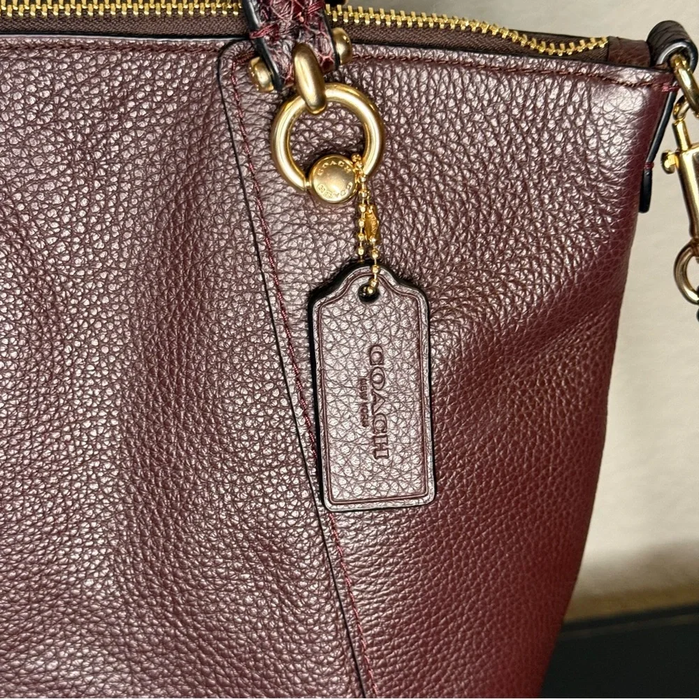 COACH Women's Kacey Satchel Crossbody Purse Cranberry Leather C6229 - Picture 4 of 12